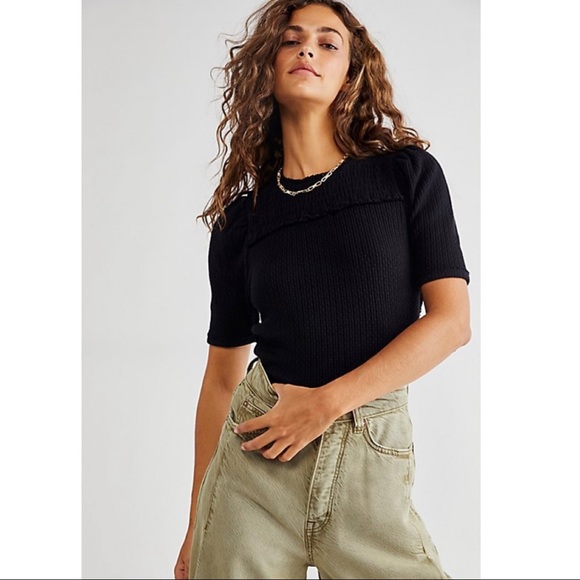 Free People Tops - Free People Care Red Delicious T-Shirt in Black Size Large